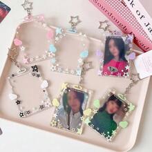 1 chiếc giá treo thẻ hình thần tượng 3 inch dành cho học sinh, kèm bao đựng thẻ trong suốt hình cánh thiên thần dễ thương. - Bao đựng thẻ - Xem 5