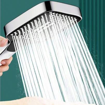 1 vòi sen vuông áp lực cao với lỗ thoát nước lớn, lưu lượng nước cao, vòi sen cầm tay dùng trong nhà.