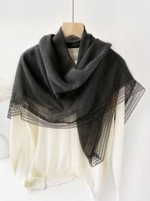 1pc Lace Trim Cotton Linen Lightweight Scarf, Summer Shawl Wrap, High-End Silk Scarf Gift - Multicolor - View 16