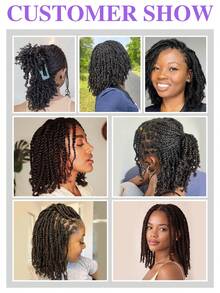 0.4厘米宽真人发脏辫接发，双股扭辫，10股，纯手工制作，易于安装，编织快捷，自然黑色，8-10英寸脏辫接发，男女老少皆宜，可染色、漂白、卷曲。 - Natural Black - 查看 9