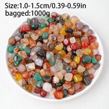 100克/500克/1000克/袋装天然抛光宝石和混合色水晶散装 - 各种抛光宝石原石，适用于家居装饰 - 混色(1-1.5cm) - 查看 13
