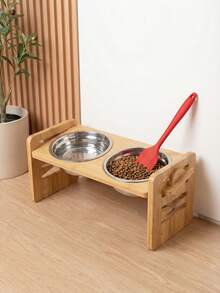 这是一款高度可调节的竹制宠物碗架，配有双层不锈钢食碗。抬高的设计可以保护宠物的颈椎。它适用于小型、中型和大型犬猫，是一款健康的宠物喂食架。 - 隨機容量 - 查看 6