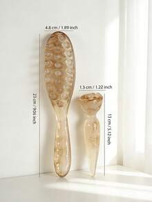 Bộ 2 lược massage răng thô tròn mịn, lược hoa sen, dụng cụ làm đẹp da mặt, kiểu dáng Ins màu xanh lá cây/cam/xám/hồng, tay cầm thon gọn, lược massage răng thô, lược hoa sen, dụng cụ làm đẹp da mặt, que massage mặt, que làm đẹp, nâng và làm săn chắc da, thư giãn, sử dụng tại salon và nhà, chăm sóc tóc hàng ngày, khoảng 23CM - 2 cái - Xem 3