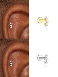 1 đôi bông tai nữ bằng bạc sterling 925 kiểu dáng bất đối xứng, mạ vàng 18K, không gây dị ứng, phong cách tối giản, quà Giáng sinh cho phụ nữ và thanh thiếu niên. - Kiểu 16 - Xem 25