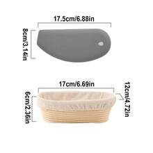 Rổ ủ bột có lưỡi gạt silicon, bộ ủ bột chua hình bầu dục, rổ ủ bánh mì để nướng, dụng cụ làm bánh mì tại nhà, đồ dùng làm bánh. - Nhiều màu - Xem 13