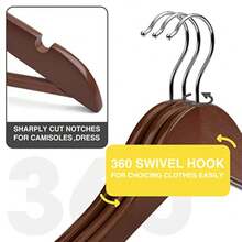 Wooden Hangers 90 PackWooden Clothes Hanger for Daily Used Heavy Duty Wood Hangers with Pant Bar and Precisely Cut Notches Premium Hanger for Heavy Coats Shirts Suits Dresses Walnut - Nuez - Ver 4