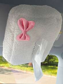 1 pieza Cubierta de caja de pañuelos de peluche, soporte multiusos para pañuelos colgante para el asiento, reposabrazos, consola del coche - A - Ver 7