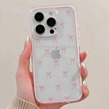 Novelty Cases.Durable 17 Pro Case.17 Pro Max Case.Fashion Phone Cases.Shock-Proof 1PC Simple Full-Screen Pink Bowknot Colorful 2-In-1 Soft Transparent Phone Case For 17 16 15 14 13 12 11 Pro Max 14 15 16Plus Phone Case.Holiday Accessories - 粉紅色 - 查看 5