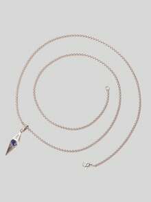 1pc Unisex Fashionable Random Geometric Pendant Necklace With Stainless Steel Chain, Suitable As Boyfriend/Girlfriend Gift, Party Accessory, Summer Fashion Essential - Multicolor - View 5