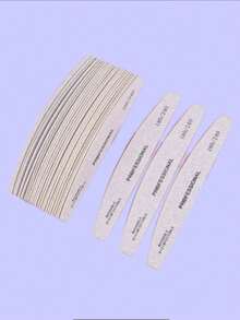 10支灰色新月形指甲锉，双面抛光块美甲棒，专业美甲沙龙工具 - 灰色 - 查看 3