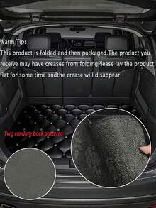 1pc Black Diamond Pattern Trunk Mat, Polyester Carpet Lining, Practical For Daily Commute, Loading And Cargo Securing, Car Trunk Mat, Interior Decoration Accessory - Multicolor - View 7
