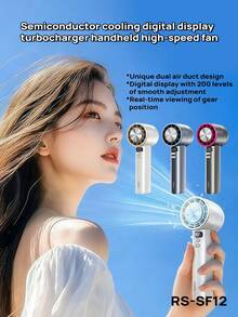 Quạt cầm tay tốc độ cao RS-SF12 làm mát bằng chất bán dẫn, màn hình hiển thị kỹ thuật số, tăng áp: Thiết kế luồng khí kép độc đáo, điều chỉnh vô cấp 200 cấp độ với màn hình hiển thị kỹ thuật số, hiển thị tốc độ theo thời gian thực. - Nhiều màu - Xem 1