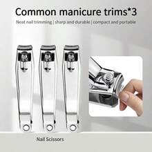 Bộ 2 kìm cắt móng tay bằng thép không gỉ, kìm tỉa biểu bì móng, kéo cắt móng, dụng cụ làm móng chân, dụng cụ loại bỏ da chết, dụng cụ làm móng tay, kìm cắt móng tay kèm dũa móng sắc bén. - Bạc - Xem 8