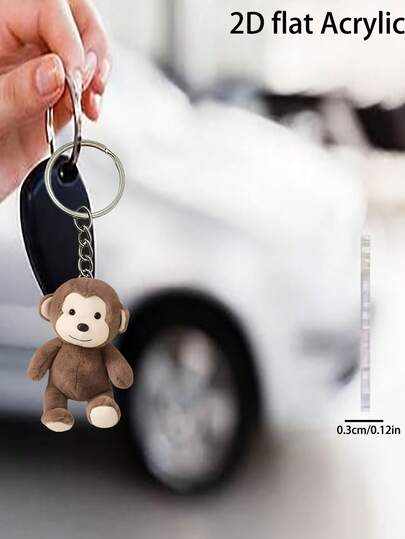 1pc 2D Acrylic Monkey Pendant - Car Interior Hanging Decor, Keychain And Wallet Accessory. Perfect Gift For Valentine's Day And Halloween. Home, Bedroom Or Car Decoration. Exquisite Craftsmanship Durable Monkey Design Keychain.