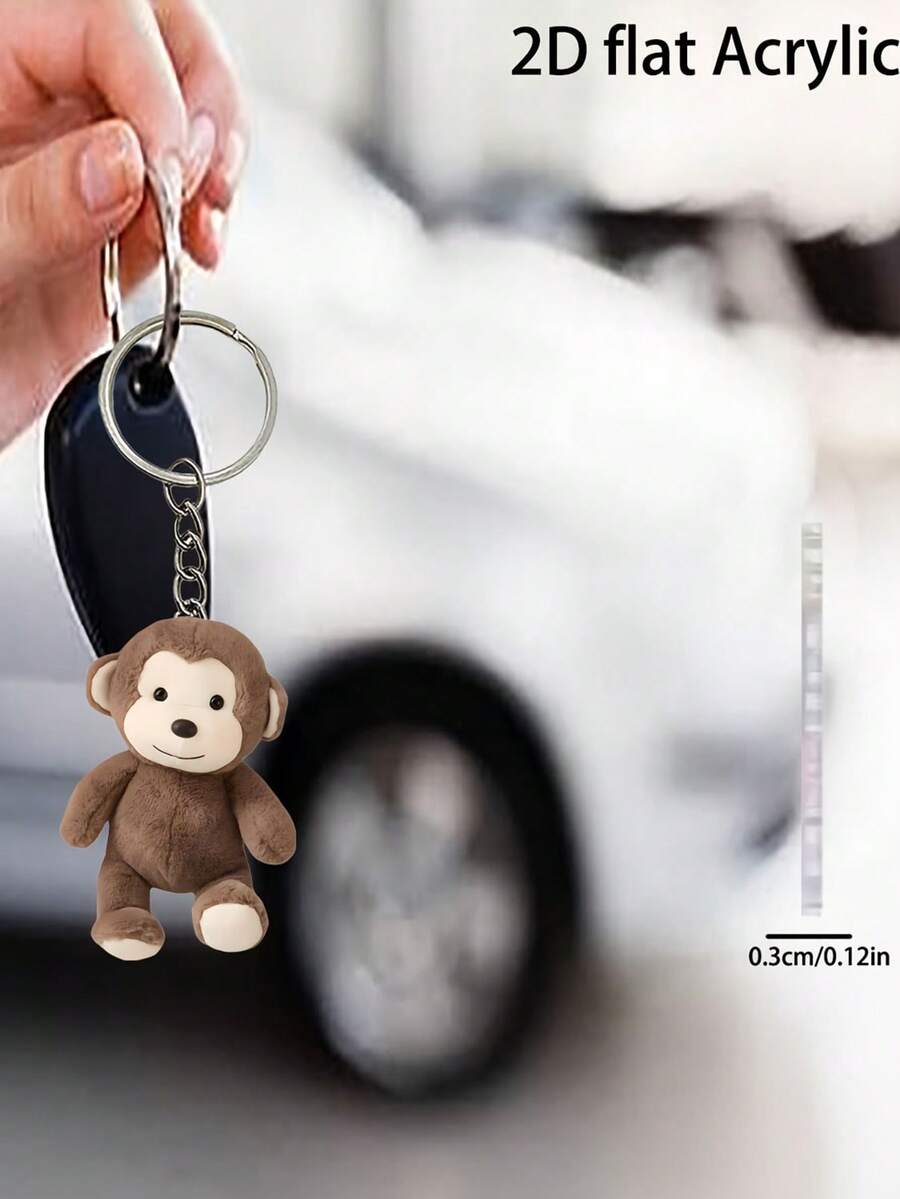 1pc 2D Acrylic Monkey Pendant - Car Interior Hanging Decor, Keychain And Wallet Accessory. Perfect Gift For Valentine's Day And Halloween. Home, Bedroom Or Car Decoration. Exquisite Craftsmanship Durable Monkey Design Keychain.