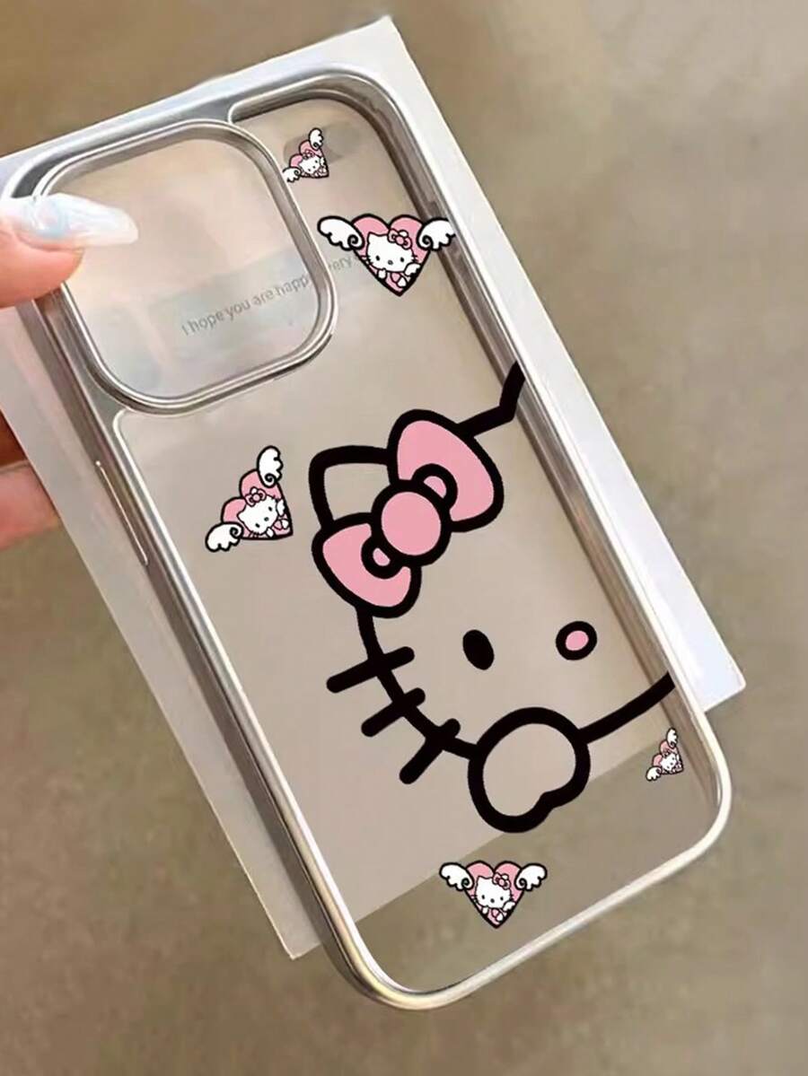 SANRIO 天使之心KT猫咪设计，兼容 17 Pro Max/14/13/12/11/16/15手机壳，电镀软保护套，优雅风格 - 無色 - 查看 1