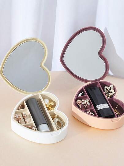 Caja de almacenamiento de joyas portátil, estuche de joyas de viaje, caja de joyas multifuncional para lápiz labial, collares, aretes, niñas