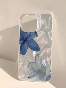 1 pieza Funda de teléfono a prueba de golpes con cobertura total de TPU con diseño de plumas y flores de lirio, compatible con Apple 16, 15, 14, 13, 12, 11 Pro Max y Series - Multicolor - Ver 3