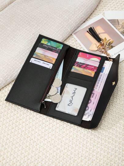 心形流苏装饰复古折叠女士时尚现代商务纤薄便携多功能大容量信用卡拉链身份证现金收纳袋，非常适合商务休闲、学校大学工作、商务通勤、教师节返校假期、办公室周年纪念日、爱人生日、情人节礼物。