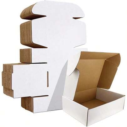 9x6x2 Inches Shipping Boxes Set Of 25, White Corrugated Cardboard Box Literature Mailer