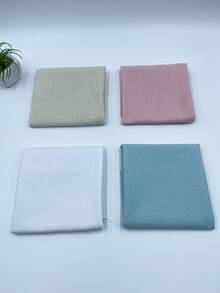[4件組]50*50cm仿亞麻刺繡布料，粉色、米色、藍色、白色莫蘭迪低飽和色調，柔軟高級質感，適合DIY手工藝、小包製作與刺繡展示 - 仿亞麻布 - 查看 5