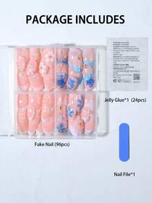 96 miếng (4 kiểu phối hợp) Miếng dán móng tay gel 3D hình oval ngắn - Thiết kế đại dương & hoa lá, bao gồm hình rùa biển, cá voi, hoa, vỏ sò & ngọc trai, kiểu móng Pháp, độ dài ngắn vừa vặn hoàn hảo, bộ dụng cụ làm móng acrylic gồm 1 gel dẻo và 1 dũa móng, thích hợp cho phụ nữ sử dụng hàng ngày, đi làm, dự tiệc mùa hè. - Nhiều màu - Xem 3