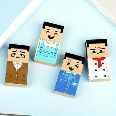 10个随机光头橡皮擦，办公桌面装饰，教室恶作剧，生日礼物，可爱老爷爷设计 - 学校及办公文具，日式风格，父亲节礼物，感恩节礼物，圣诞节礼物