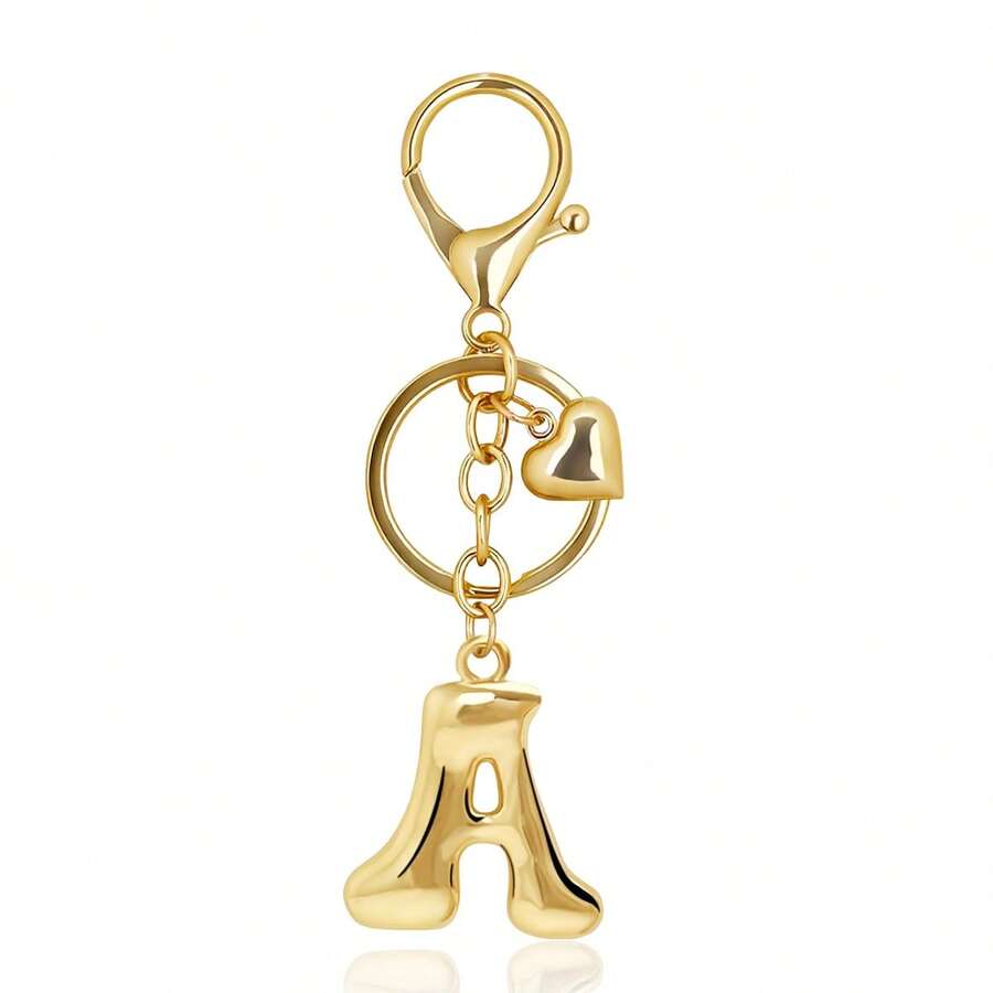 Gold Heart Bubble Initial Bag Charms For Handbags – Cute Initial Letter Keychain For Women, Purse Charms Gift - Gold - View 1