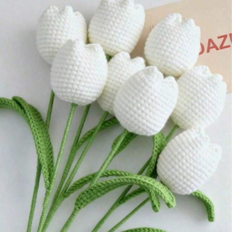 5 pièces Fleurs de tulipe tricotées à la main multicolores, bouquet de fleurs au crochet préservées, cadeaux de fête des mères pour maman, meilleur cadeau pour la remise des diplômes, enseignant, arrangement de fleurs artificielles DIY pour décoration de salon et chambre à coucher, fleurs éternelles qui ne fanent jamais, cadeau pour les fêtes, Noël, anniversaire, mariage, décoration romantique pour la maison et les fêtes, décoration d'intérieur - Multicolore - Voir 8