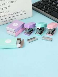 1 Mini Stapler, Mini School Supplies Kit, Mini Office Supplies Kit, Including Mini Staplers, 400pcs Staples - A - View 8