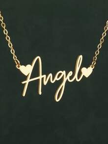 Customized Personalized Double Heart Minimalist Elegant Necklace, Customized Name Pendant Necklace, Delicate Letter Name Necklace Gift - Multicolor - View 2