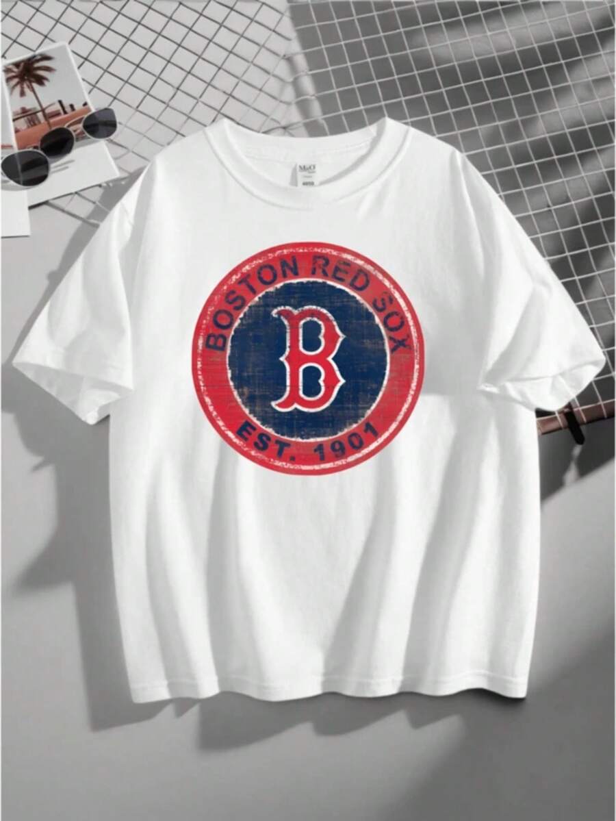 Graphic-Shirt Cotton Tees Size PlusCasual Men's Graphic Tee  Baseball Logo Short Sleeve T-Shirt  Established 1901 Vintage Style Round Emblem Print Perfect For Sports Fans Game Day Outings And Everyday Wear ,Y2K,Oversized Shirt Men S-5XL,Summer Tops - 白色 - 查看 1