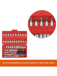 46-Piece Car Repair Tool Set With Socket Wrench And Ratchet, Multifunctional Universal Repair Tool Box For Home - Multicolor - View 7