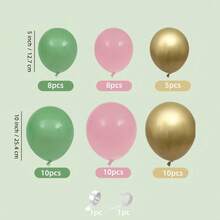 95件套丛林主题派对气球拱门套装，鼠尾草绿乳胶气球和长颈鹿铝箔气球，12英寸铝膜气球，无需用电，生日野生动物园主题装饰 - 多色 - 查看 8