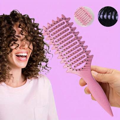 1pc Curling Hair Brush, Designed For Curly Hair, Ventilated Styling, Shaping Curls, Suitable For All Hair Types, Unleash Curl Potential, Customize Hairstyles For Barber Salon Beauty Travel Essential,Hair Products, Home Sleeping Bath Decor Hair Styling Kit Hair Tool Kit