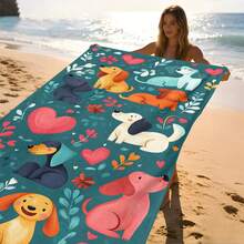 1pc Cartoon Dog Print Beach Towel, Soft Comfortable Lightweight Beach Towel, Suitable For Travel, Swimming, Diving, Surfing, Yoga, Camping, Beach Accessories - SSTJ11540 - View 4