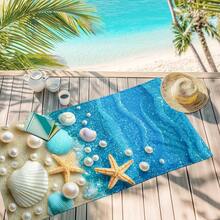 1pc Ocean Creature Shell Pearl Starfish Pattern Beach Towel, Super Absorbent Quick Dry Towel For Swimming, Soft Beach Blanket, Suitable For Beach, Swimming, Outdoor Camping Travel, Ideal Beach Essential (40*80CM Very Small) - A - View 8