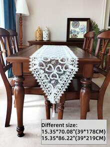 100% Polyester Embroidered Lace Table Runner, Tablecloth, Dresser Scarf, Suitable For Indoor/Outdoor, Kitchen, Living Room, Wedding, Party Decor, Multiple Sizes Available, All Season - White - View 17