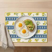 2/4/6/8件装柠檬印花长方形餐垫，适用于家庭、酒店、餐厅、节日庆典、宴会餐桌装饰 - 彩色 - 查看 2