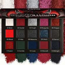 K'APEINE 15色高显色度眼影盘 - 哑光、珠光、闪光 | 持久显色、易于晕染、浓郁哥特风配色 - 酒紅色 - 查看 8