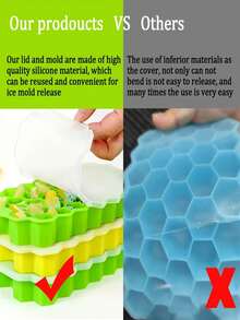 Khay làm đá, thiết kế dễ tháo rời, chống rò rỉ, có thể xếp chồng lên nhau, thích hợp cho cocktail và cà phê. - Nhiều màu - Xem 12