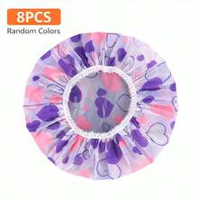 Mũ tắm PE trong suốt, chống thấm nước, in hình hoa nhỏ, dành cho người lớn, không dùng một lần, một lớp, thích hợp dùng trong khách sạn. - Phiên bản dày - Xem 10