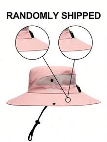 1件装女士夏季遮阳帽沙滩帽宽檐户外防紫外线帽可折叠透气网眼马尾辫渔夫帽 - 英文刺繡馬尾漁夫帽 - 查看 10