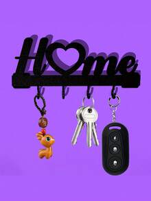 1pc Home Love Shape Key Chain Wall Mounted Entrance Organizer Rack With Hooks, No Drilling Required, Exquisite Design, Suitable For Living Room Home Decoration - Multicolor - View 6