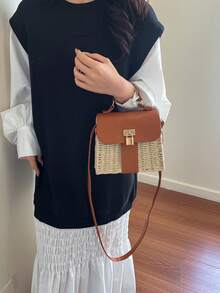 2026 Spring New Handwoven Bag, Fashionable Casual Crossbody Handbag Small Square Bag For Women - Beige - View 7