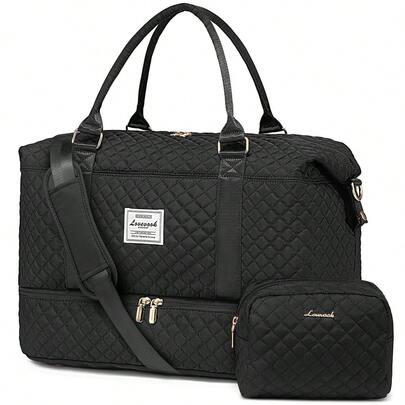 Bolsa de viaje, bolsa de viaje de fin de semana para mujer (con compartimento para zapatos), bolsa de mano para pasar la noche (con neceser), bolsa de gimnasio (con bolsa impermeable), bolsa de maternidad