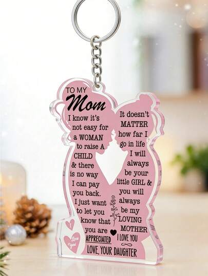1 móc khóa acrylic hình chữ "Mẹ", món quà sinh nhật/Ngày của Mẹ ý nghĩa dành cho mẹ, bà, thích hợp trang trí trong nhà, trang trí Giáng sinh, quà tặng ngày lễ, thích hợp cho các bà mẹ mới sinh hoặc bà mẹ đơn thân, vừa với chìa khóa xe và quà tặng, trang trí ngày lễ.