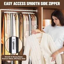 Garment Bags for Hanging Clothes 40" Long Ultra Clear Suit Bags for Closet Storage Moving Organization Travel Covers with 10" Gussets for Coat Dress Shirt and Sweater - 2 PCS - Paquete de 2 Crystal Clear - Ver 4