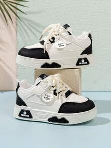 2026春季新款女童运动鞋，透气轻便防滑耐穿儿童休闲鞋，时尚百搭小学生运动鞋 - 黑與白 - 查看 1