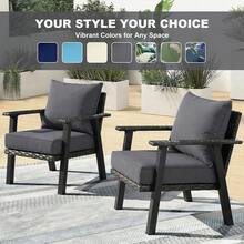 Outdoor Seat Cushion Set Waterproof & Fade-Resistant Patio Chair Cushions With Removable Cover, Deep Seat & Back Cushion Outdoor Patio Furniture Non-Slip Straps & Handle For Garden, Deck, Porch, Sofa Chair Cushion Set - 灰色 - 查看 10